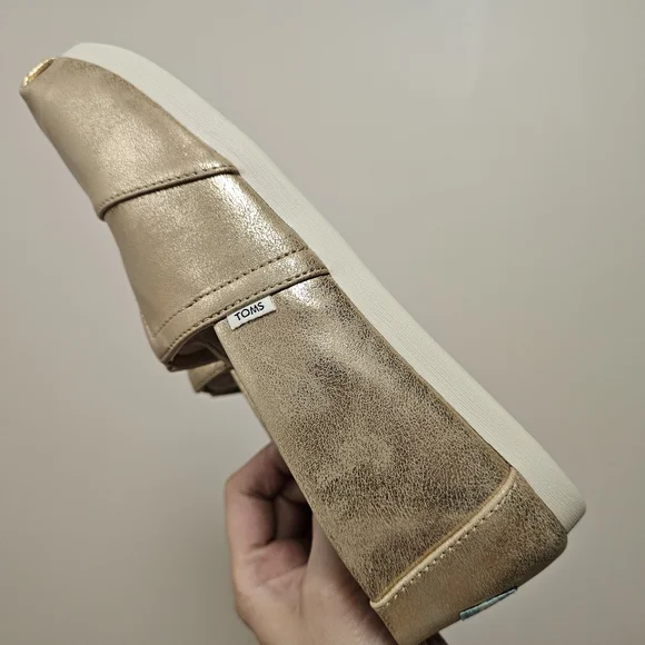 TOMS Alpargata Shoes in Champagne Shimmer - Picture 3 of 6